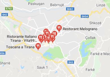 ristoranti italiani a Tirana, cucina italiana a Tirana Google maps