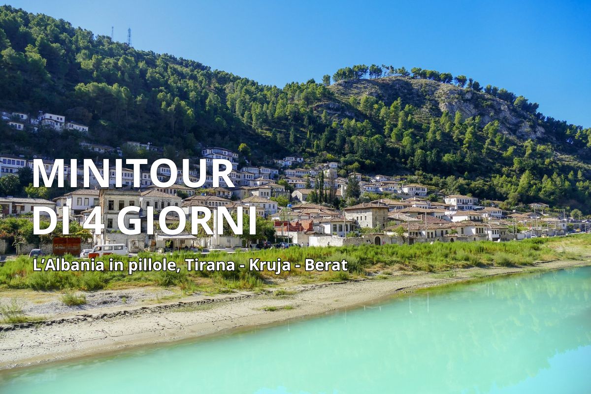 Berat Albania, vista della città e del fiume Osumi, Minitour in Albania di 4 giorni